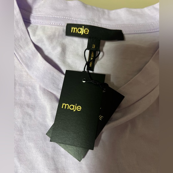 MAJE Plume Feather Trim Tee. Size 40 French/8US. NWT - Picture 8 of 11